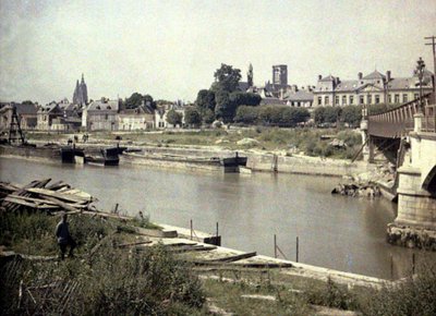 Vue de Soissons avec la rivière Aisne, France, 1917 - Fernand Cuville